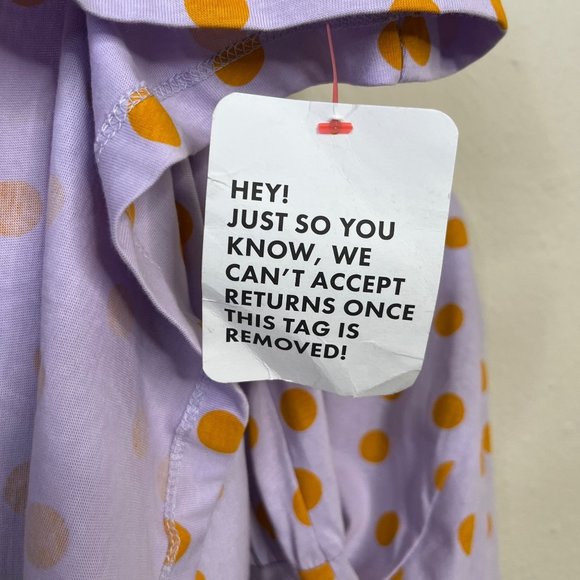 ASOS Design Women's Baby Doll Dress Size 0 Lilac Polka Dot Tie Oversized - Picture 10 of 12